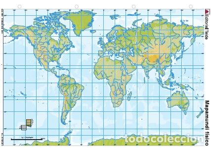 Libros: MAPA MUDO MAPAMUNDI FISICO COLOR (25 UDS) - AA.VV