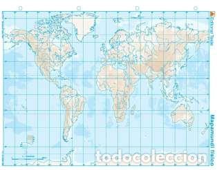 Libros: MAPA MUDO PLANISFERIO FISICO (100 UDS) - AA.VV