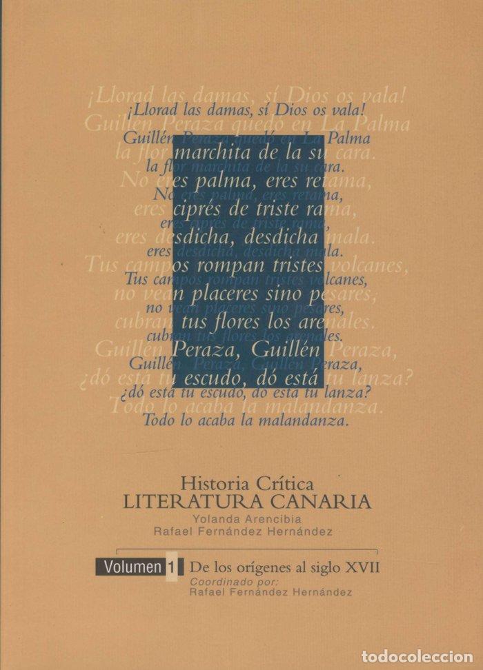Libri: VOL.I - HISTORIA CRITICA LITERATURA CANARIA - .