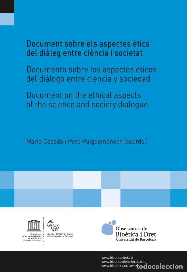 Libros: DOCUMENT SOBRE ELS ASPECTES ETICS DEL DIALEG ENTRE CIENCIA I - AA.VV.
