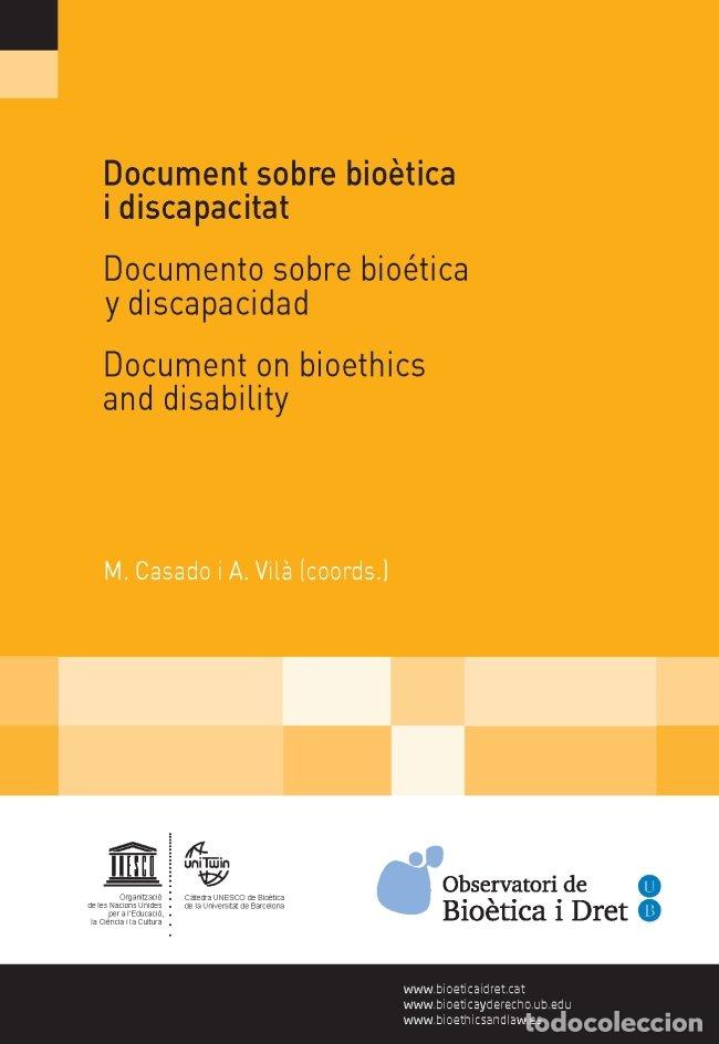 Libros: DOCUMENT SOBRE BIOETICA I DISCAPACITAT/ DOCUMENTO SOBRE BIOE - AA.VV.