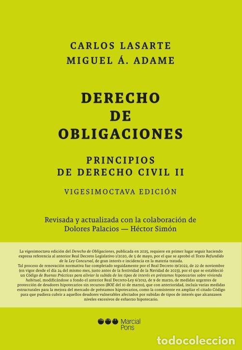 B&uuml;cher: DERECHO DE OBLIGACIONES PRIN.DCHO.CIVIL TOMO II 28&ordf; ED - LASARTE ALVAREZ, CARLOS