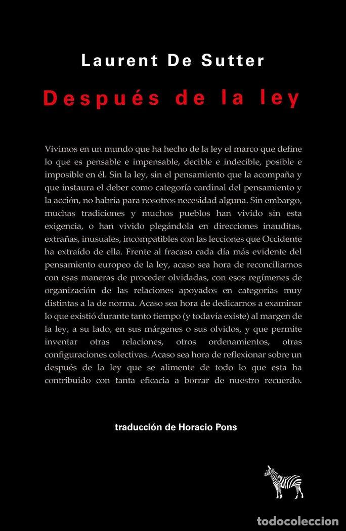 Livros: DESPUES DE LA LEY - SUTTER, LAURENT DE