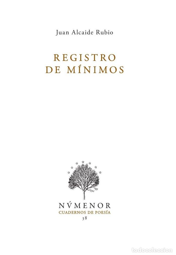 B&uuml;cher: REGISTRO DE MINIMOS - ALCAIDE RUBIO, JUAN