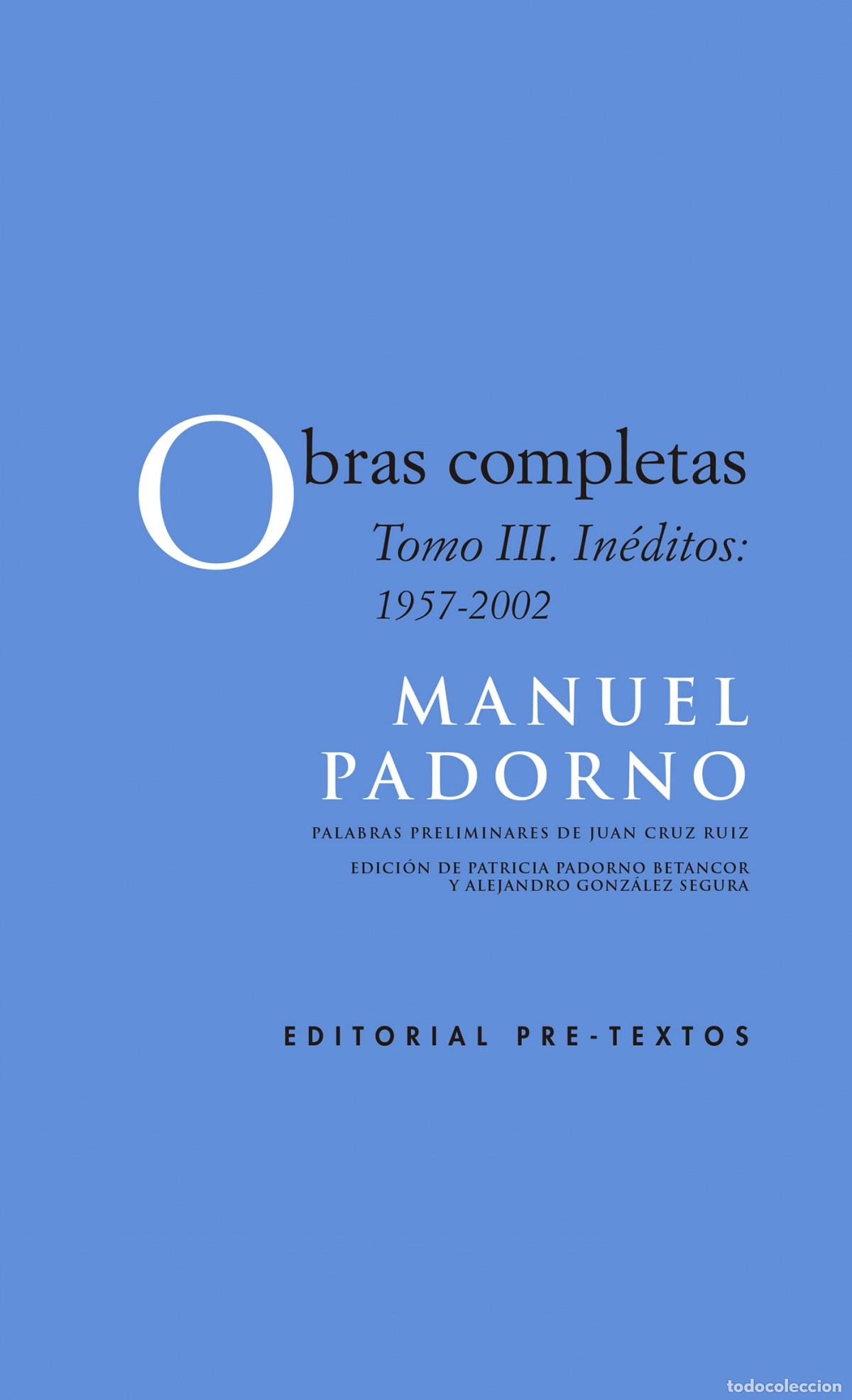 Livros: OBRAS COMPLETAS - Padorno, Manuel