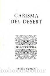Libros: CARISMA DEL DESERT - Pomar Llambies, Jaume