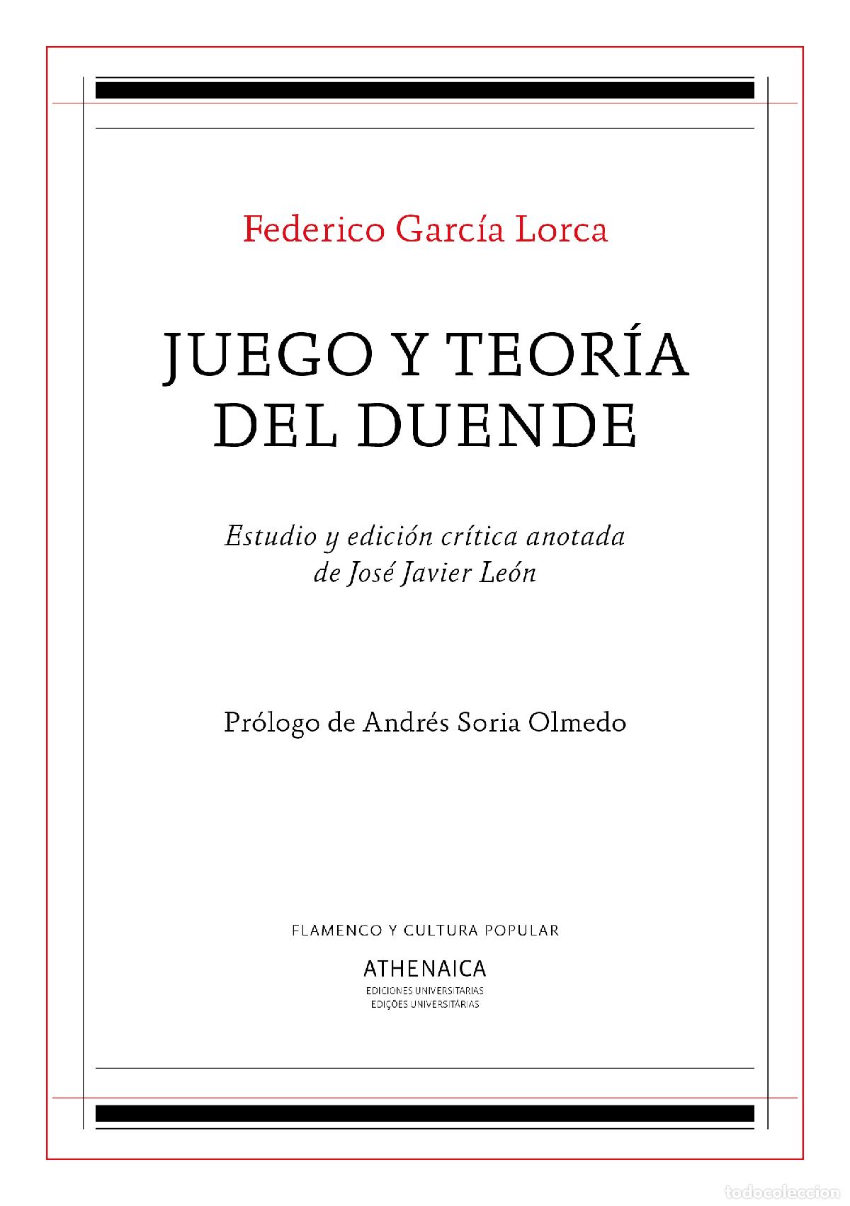 Libros: JUEGO Y TEOR&Iacute;A DEL DUENDE - GARC&Iacute;A LORCA, FEDERICO