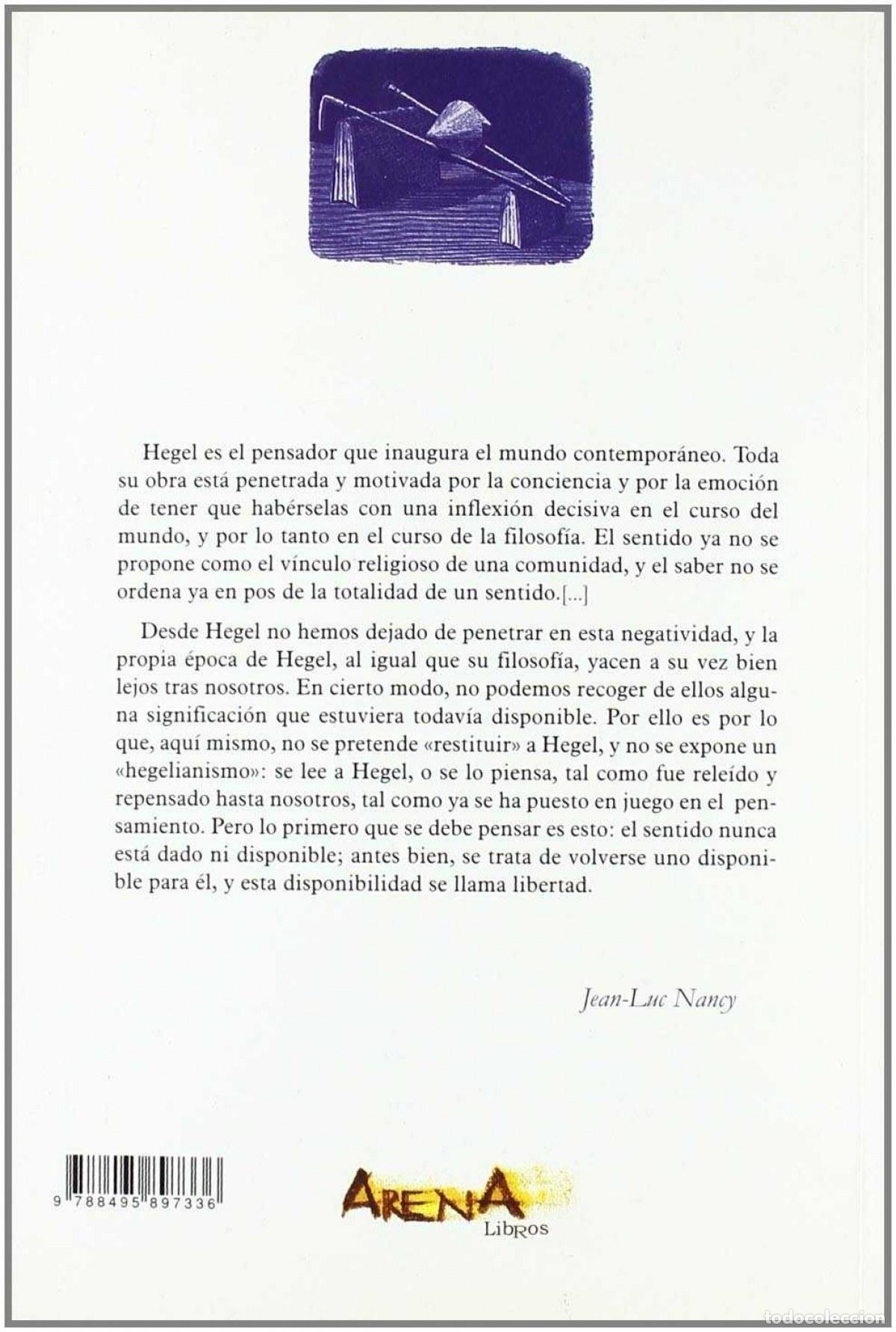 Libros: HEGEL, LA INQUIETUD DE LO NEGATIVO - Nancy, Jean Luc