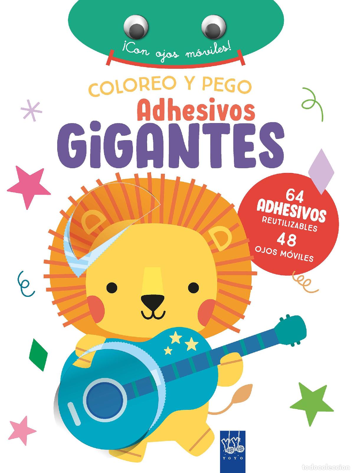 Libros: COLOREO Y PEGO ADHESIVOS GIGANTES. LE&Oacute;N - YOYO