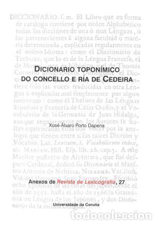 Livros: DICIONARIO TOPONIMICO DO CONCELLO E RIA DE CEDEIRA - PORTO DAPENA, XOSE-ALVARO