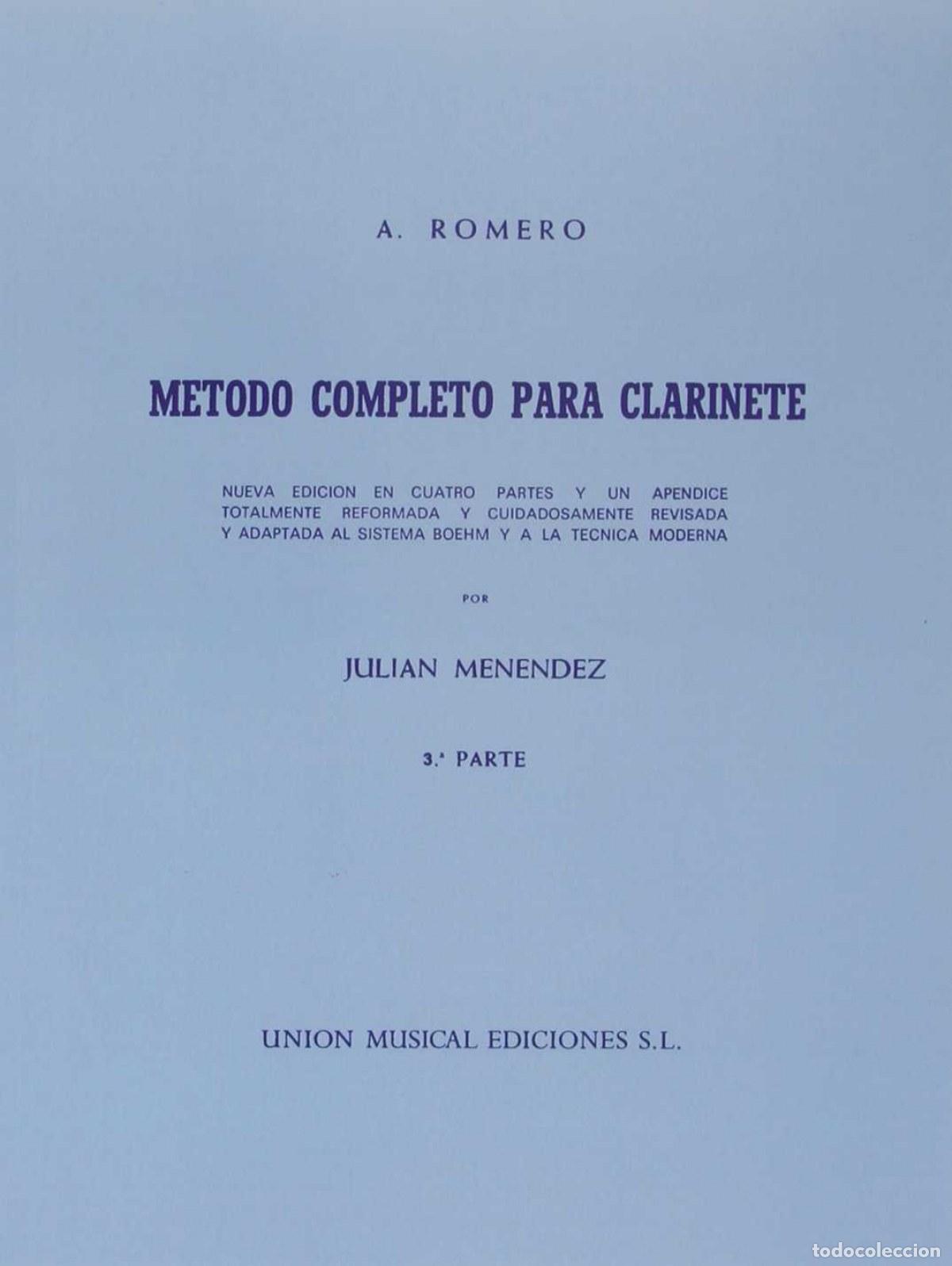 Libri: METODO COMPLETO PARA CLARINETE 3&ordm;&ordm; PARTE JULIAN MENENDEZ - MENENDEZ, JULIAN