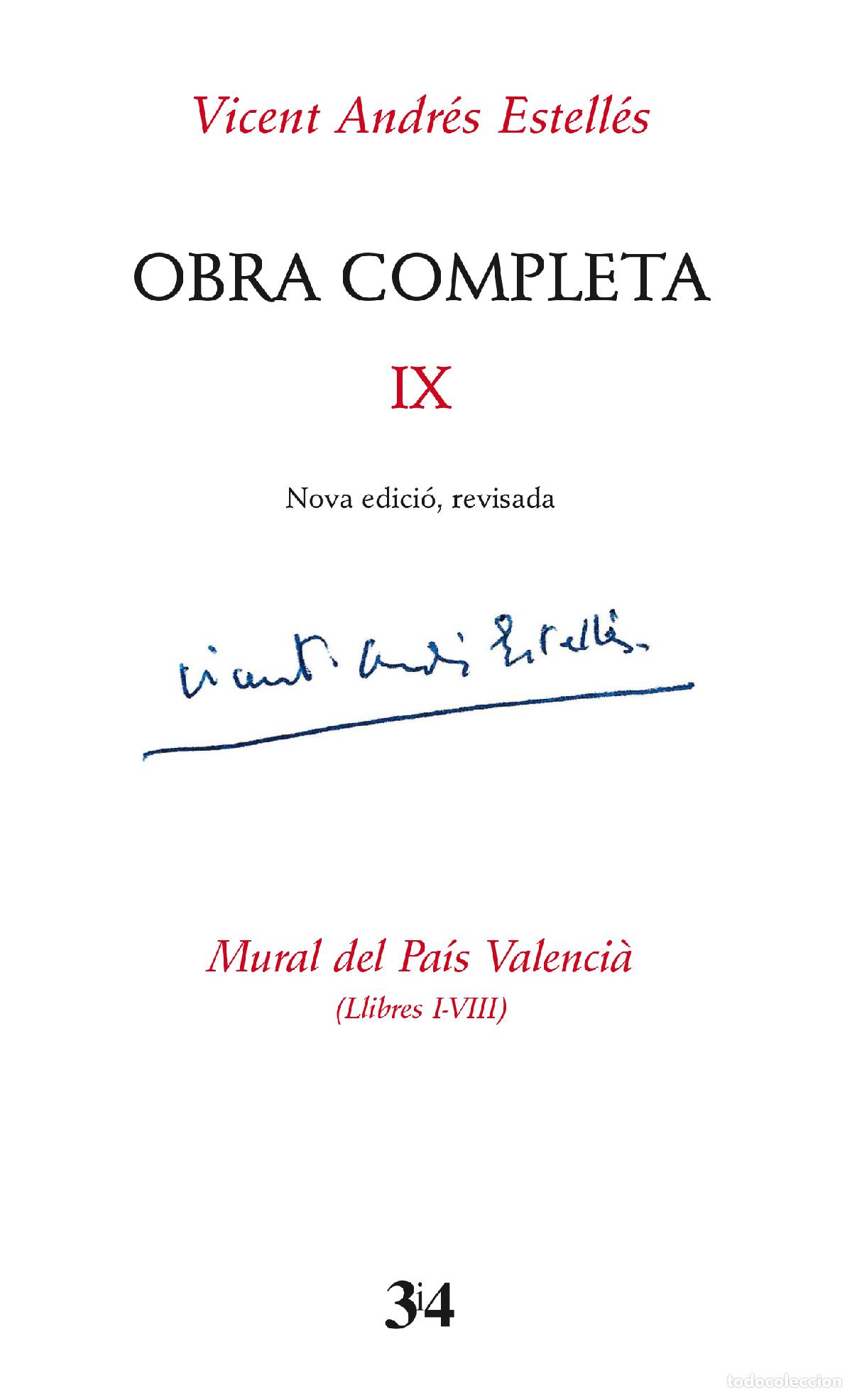 Libri: OBRA COMPLETA REVISADA, VOLUM 9 - Andr&eacute;s Estell&eacute;s, Vicent