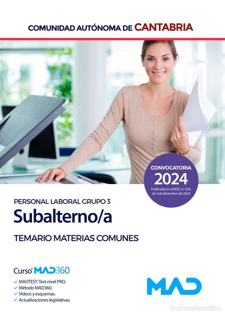 Libros: SUBALTERNO/A PERSONAL LABORAL GRUPO 3 TEMARIO CANTABRIA - AA.VV.