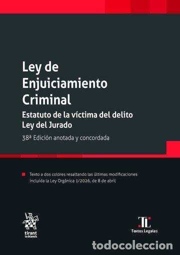 Libros: LEY DE ENJUICIAMIENTO CRIMINAL 38&ordf; EDICION - MONTERO AROCA, JUAN