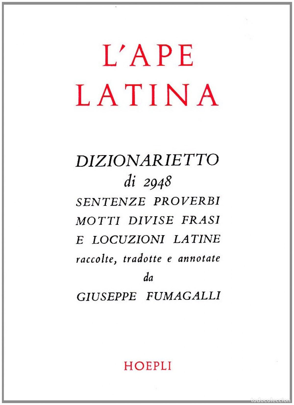 Libros: L'APE LATINA - Giuseppe, Fumagalli
