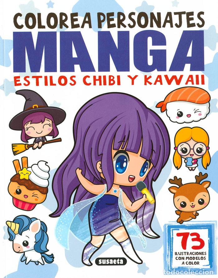 Libros: COLOREA PERSONAJES MANGA ESTILOS CHIBI Y KAWAII - EDICIONES, SUSAETA
