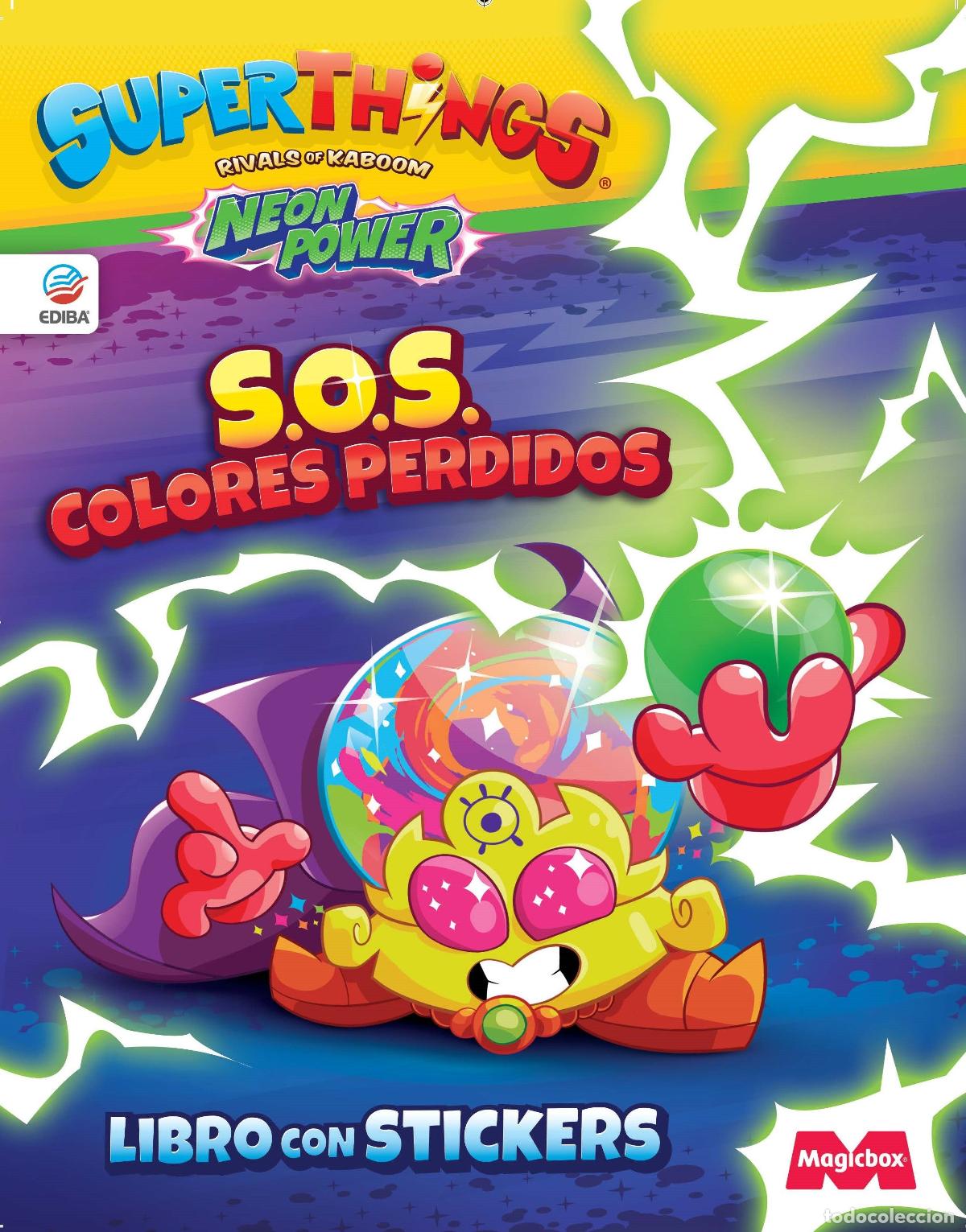 books: LIBRO DE STICKERS SUPERTHINGS NEON POWER - ESPA&Ntilde;A - EDIBA