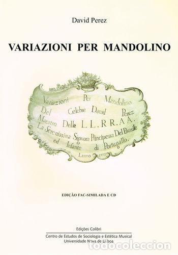Libros: VARIAZIONI PER MANDOLINO - (INCLUI GRAVA&Ccedil;&Atilde;O EM CD &Aacute;UDIO INTERPRETADA POR JOS&Eacute; GROSSINHO) - David Per