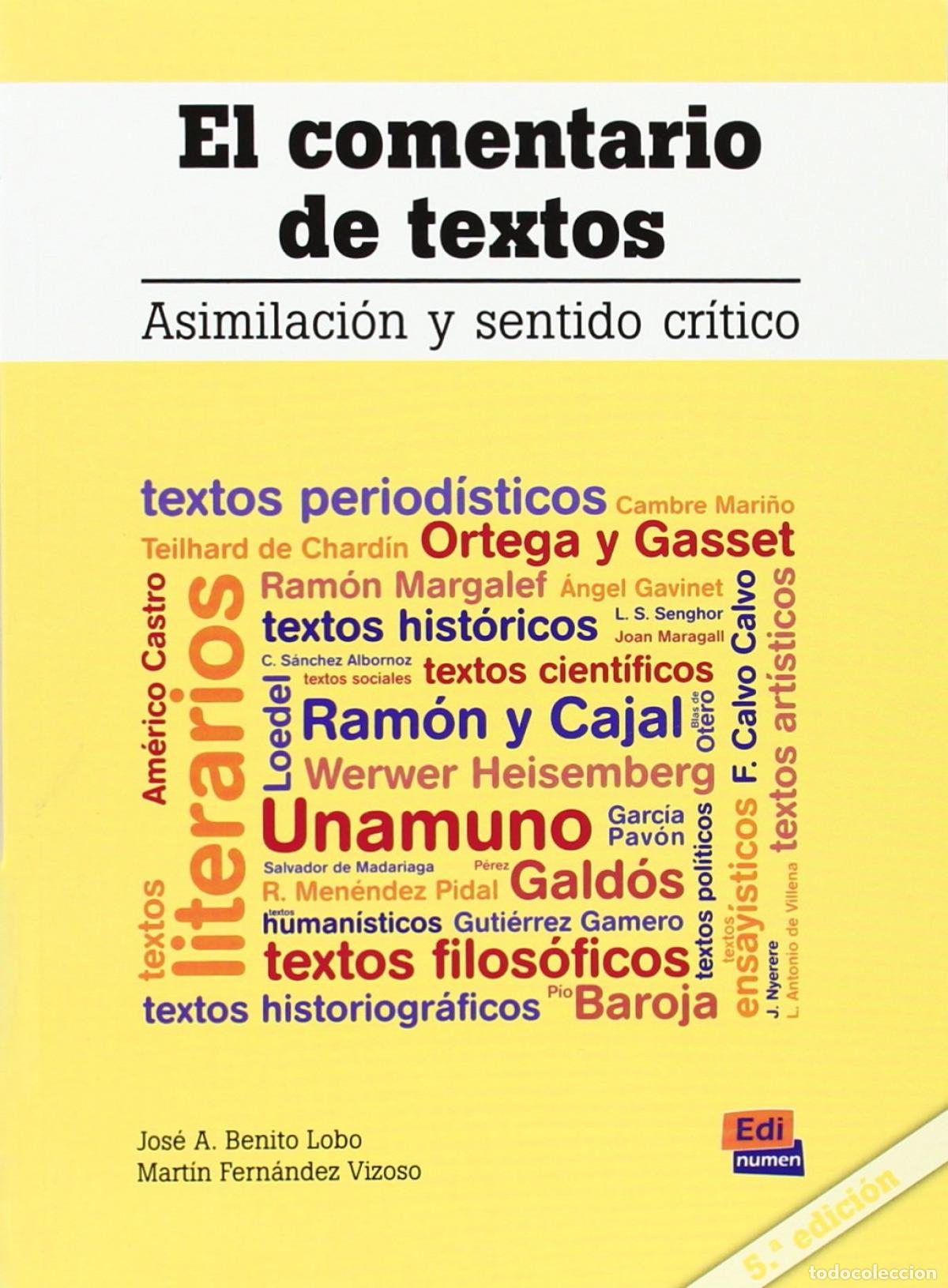 Libros: EL COMENTARIO DE TEXTOS - Benito Lobo, Jos&eacute; A