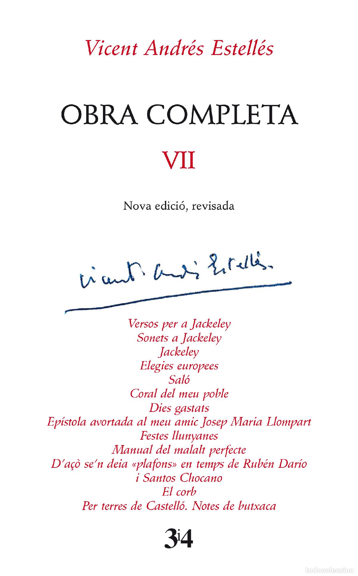 B&uuml;cher: OBRA COMPLETA REVISADA, VOLUM 7 - Andr&eacute;s Estell&eacute;s, Vicent