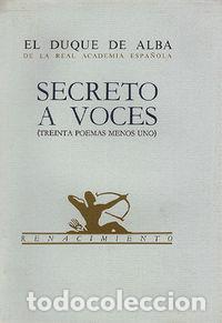 Livres: SECRETO A VOCES (TREINTA POEMAS - ALBA, DUQUE DE.-