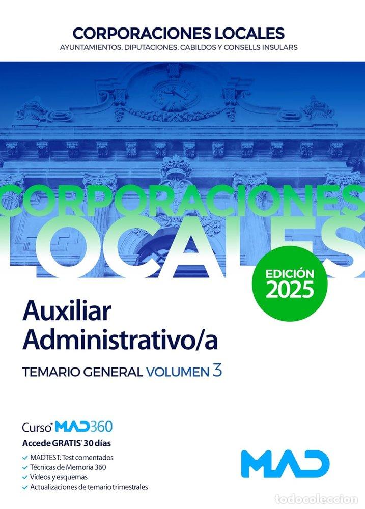 Libros: AUXILIAR ADMINISTRATIVO/A CORPORACIONES LOCALES TOMO 3 - AA.VV