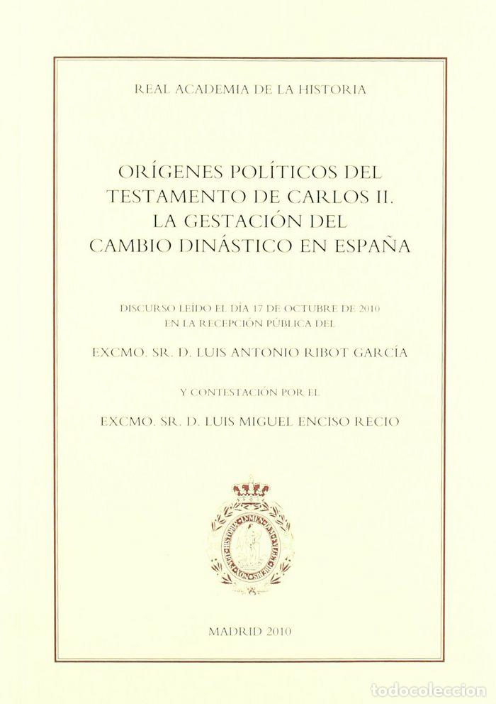 Libros: ORIGENES POLITICOS DEL TESTAMENTO DE CARLOS II. LA GESTACION - RIBOT GARCIA, LUIS ANTONIO