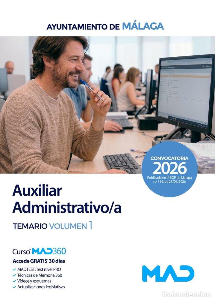 Libros: AUXILIAR ADMINISTRATIVO/A TEMARIO 1 AYUNTAMIENTO MALAGA - AA.VV