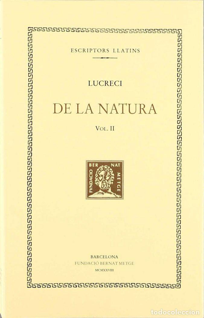 Libros: DE LA NATURA VOL II - CAT - LUCRECI