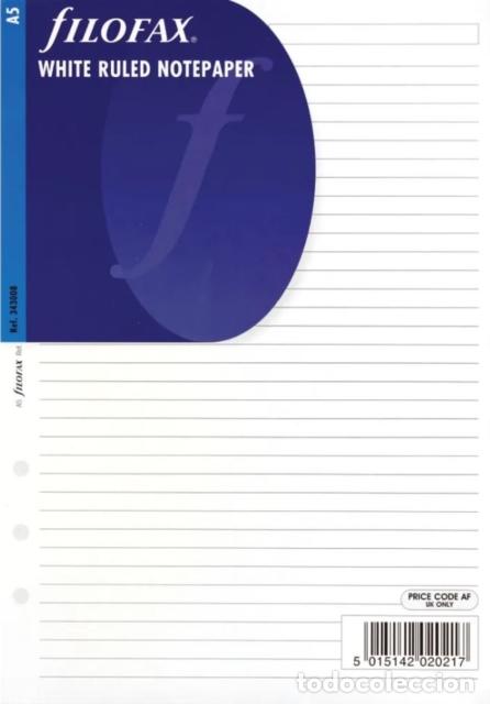 Libros: FILOFAX A5 WHITE RULED NOTEPAPER REFILL - .