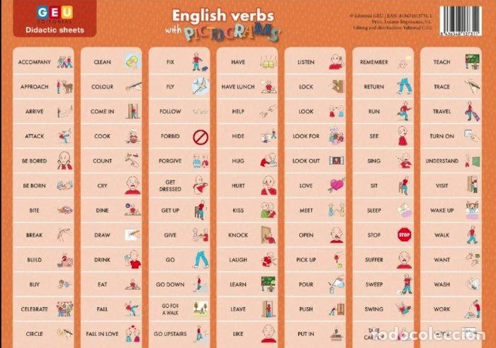 Libros: LAMINA ENGLISH VERBS WITH PICTOGRAMS A3 (VERBOS EN INGLES) - AA.VV