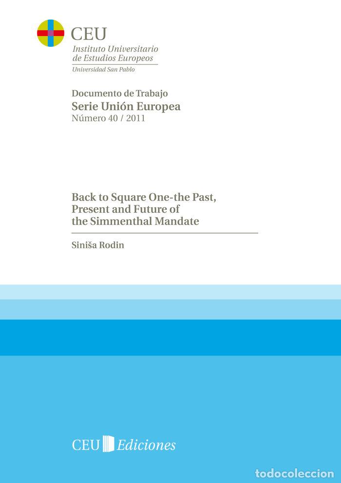books: BACK TO SQUARE ONE-THE PAST, PRESENT AND FUTURE OF THE SIMME - RODIN, SINISA