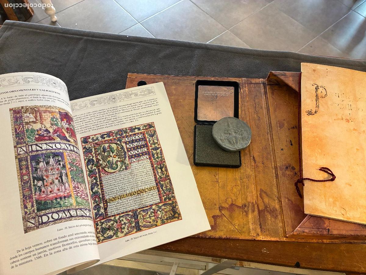 Libros: Albacete estuche facs&iacute;mil privilegrio de villazgo de Ayna 1565 reprodiucci&oacute;n sello plomo Felipe II