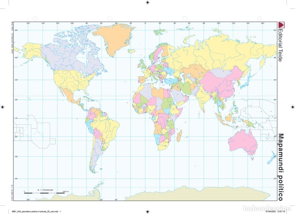 Libros: MAPA MUDO MAPAMUNDI POLITICO (COLOR) (25 UDS) - AA.VV
