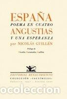 Libros: ESPA&Ntilde;A POEMA EN CUATRO ANGUSTIAS Y UNA ESPERANZA - GUILL&Eacute;N, NICOL&Aacute;S
