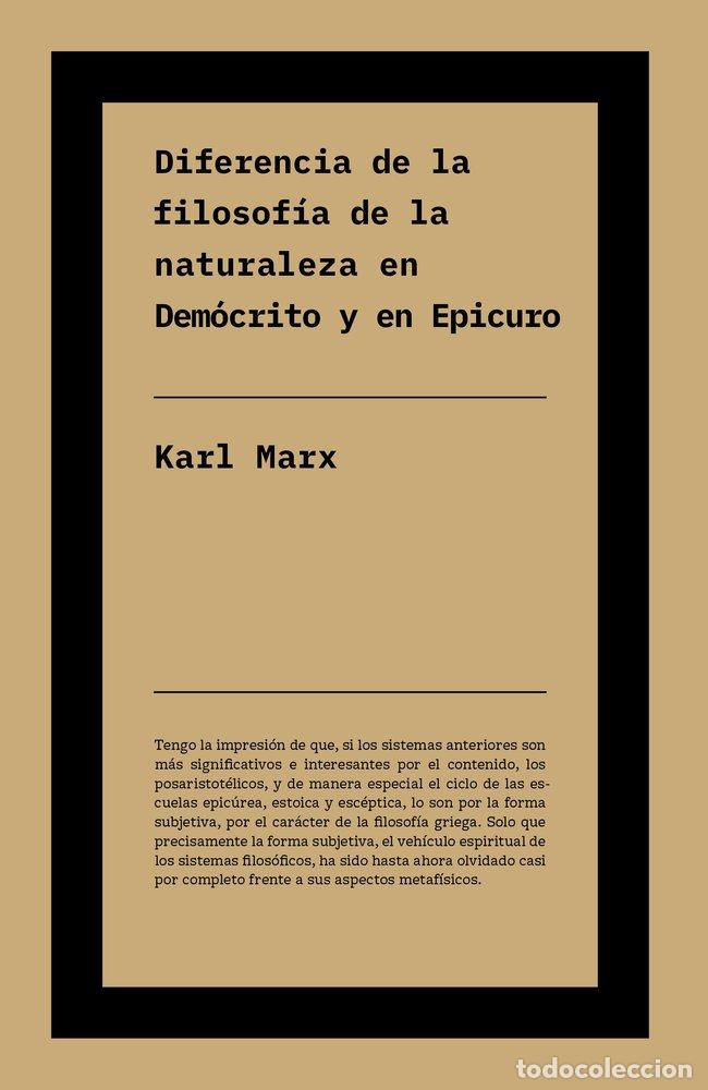 Libri: DIFERENCIA ENTRE LA FILOSOFIA DE LA NATURALEZA EN DEMOCRITO - MARX, KARL
