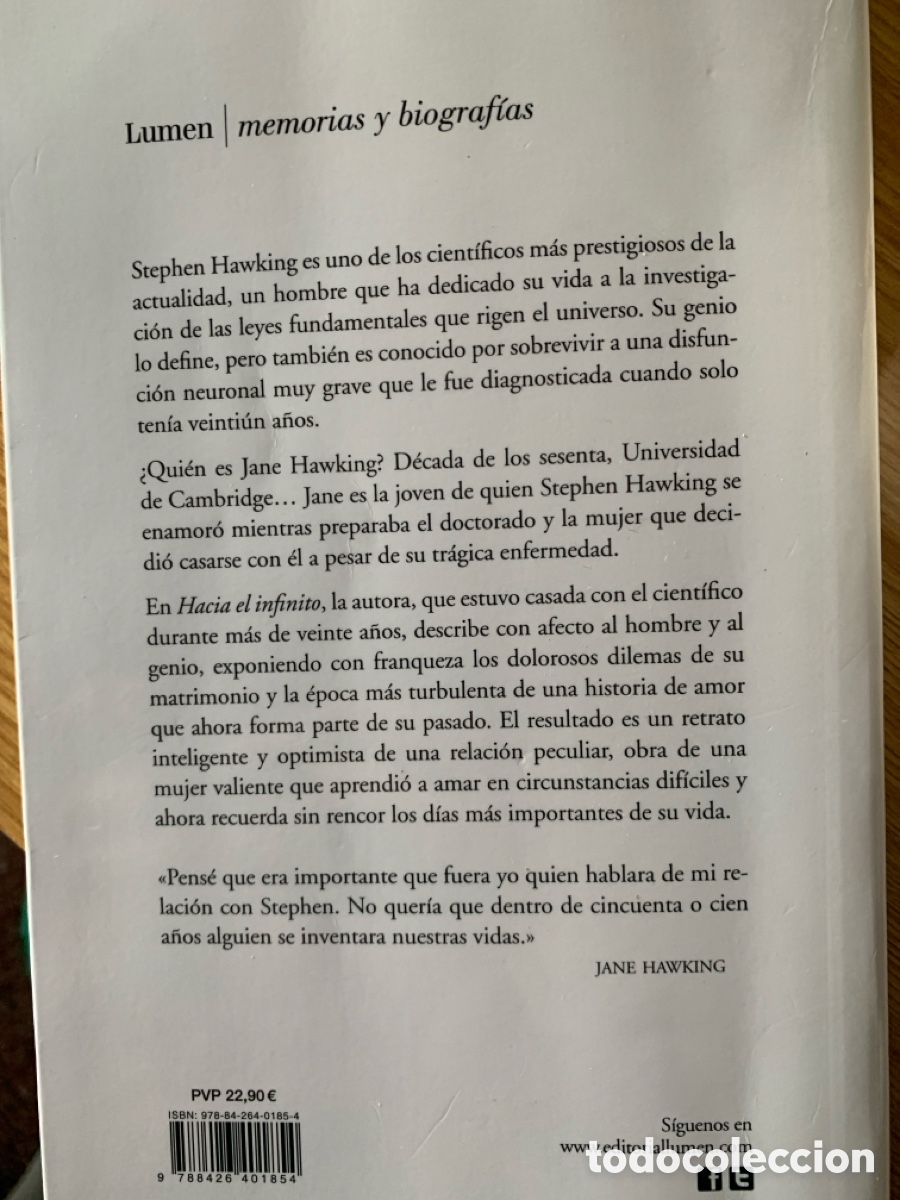 Libros: LIBRO HACIA EL INFINITO. JANE HAWKING - Foto 2