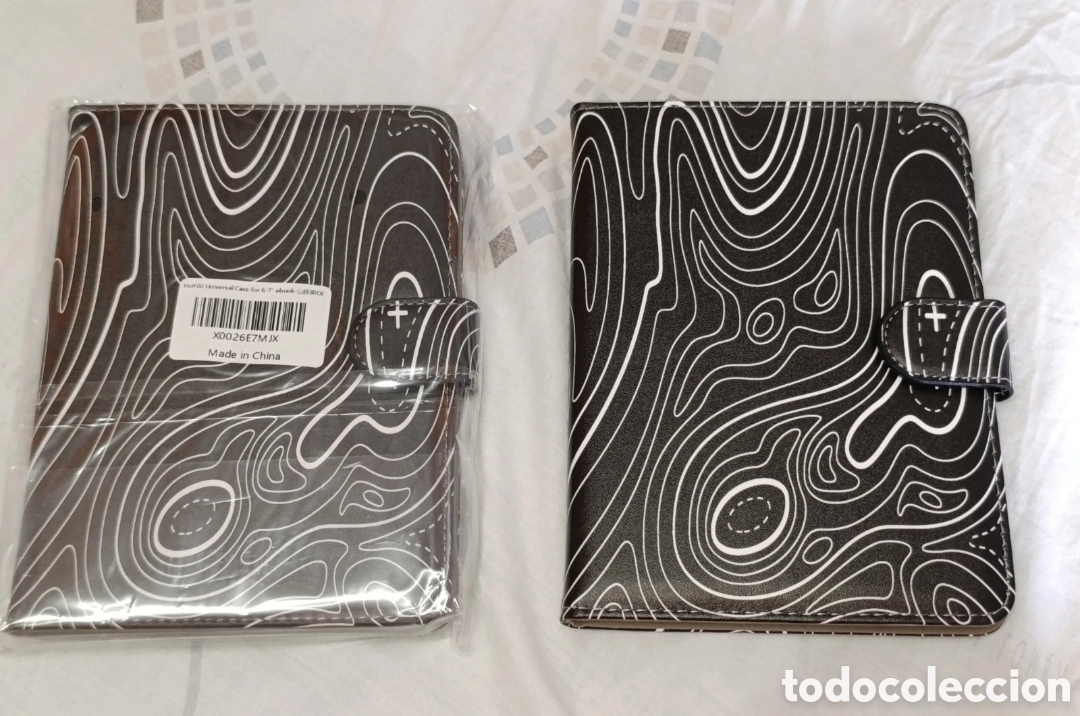 Libros: Funda universal eBook 7&rdquo; negro y dise&ntilde;o lineal blanco