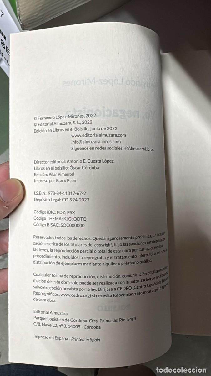 Libros: Yo negacionista : LOPEZ MIRONES, FERNANDO - Fernando L&oacute;pez-Mirones - Foto 2