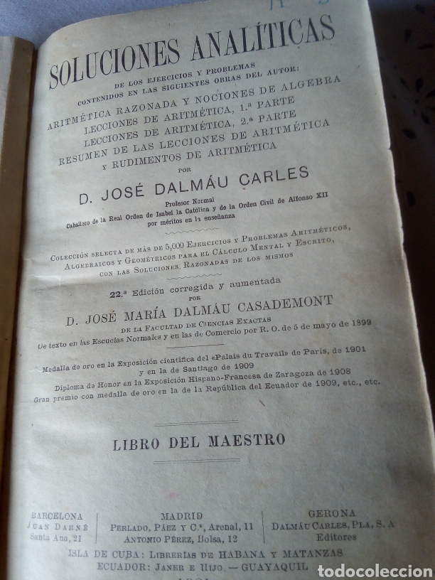Libros: Soluciones anal&iacute;ticas ejercicios y problemas a&ntilde;o 1921 - Foto 3