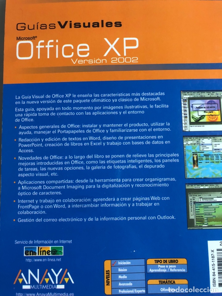 Libros: LIBRO DE INFORM&Aacute;TICA GU&Iacute;A VISUAL OFFICE XP VERSI&Oacute;N 2002 - Foto 3