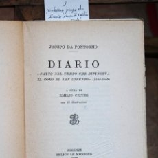 Libros: PONTORMO JACOPO DE. DIARIO, A CURA DI EMILIO CECCHI. 16 ILL.