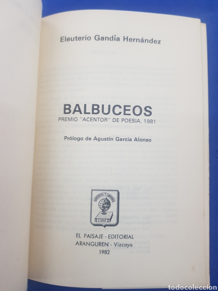 Libros: Balbuceos, Eleuterio Gandia ,1981 - Foto 2