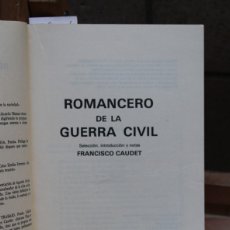 Libros: CAUDET FRANCISCO. ROMANCERO DE LA GUERRA CIVIL. Lote 366186661