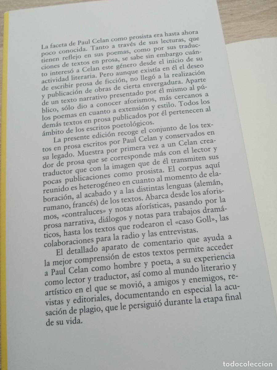 Libros: MICROLITOS, TEXTOS EN PROSA DE PAUL CELAN - Foto 2