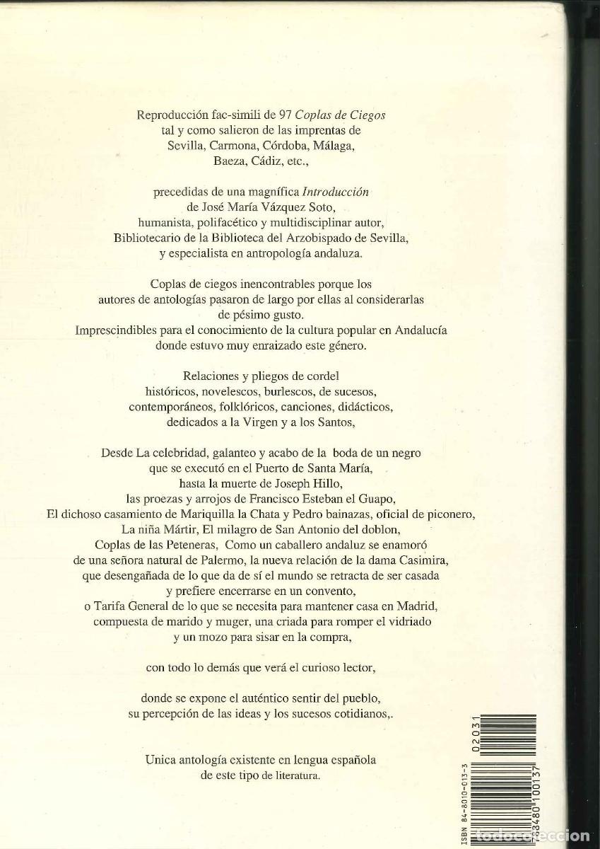 Libros: ROMANCES Y COPLAS DE CIEGOS EN ANDALUC&Iacute;A - Foto 2