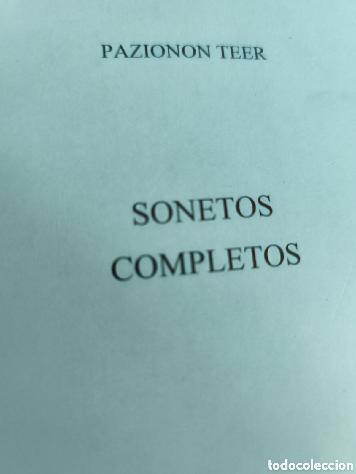 Libros: Sonetos completos Pazionon Teer
