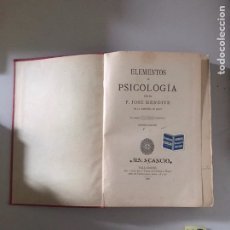 Libros: ELEMENTOS DE LA PSICOLOGÍA. Lote 181434283