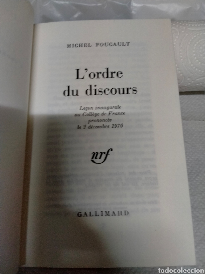 Libros: MICHAEL FOUCAULT.LORDRE DU DISCOURS.GALLIMARD - Foto 2