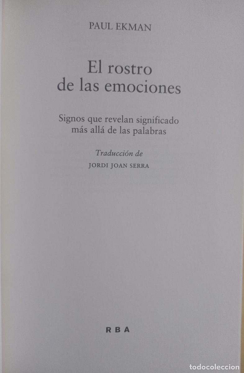 Libros: EL ROSTRO DE LAS EMOCIONES PAUL EKMAN - Foto 5